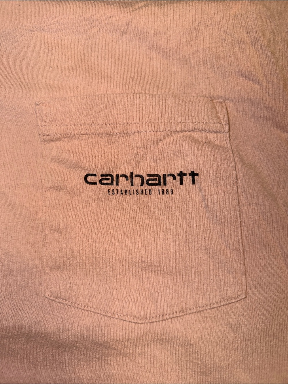 Carhartt Pocket Tee in Pale Pink with Black Logo